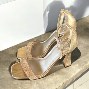 Vince Camuto Egyptian Gold Relasha Embellished Gold Sandal Heel.